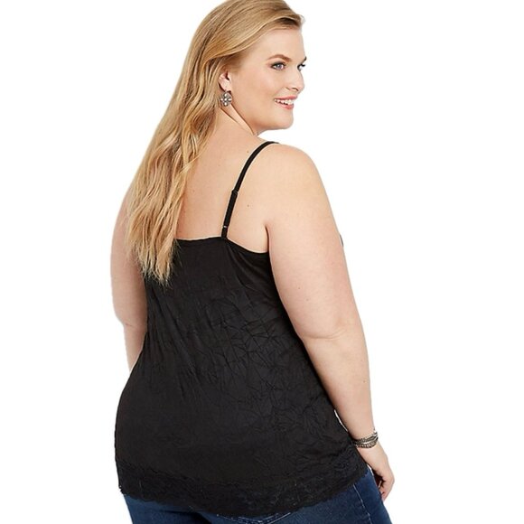 Maurices Plus Size 3X BLACK Stretchy Crinkle Lace Cami - Picture 11 of 11